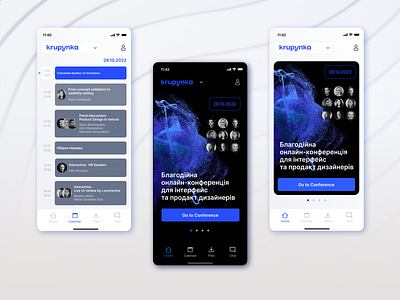 UI online conference mobile app design concept application ui black black background blue calendar mobile conference design design concept mobile mobile app mobile application design mobile menu mobile ui navigation design simple design white white background