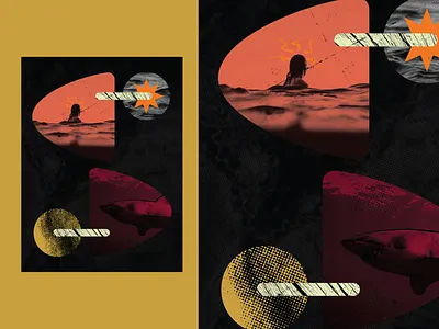 Poster 840 - “Open Water” art collage color design graphic illustration letter form letter s make something everyday poster poster design s shark surf type typography