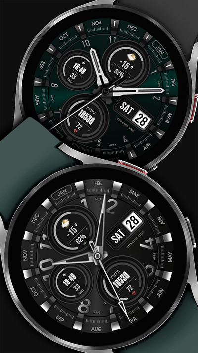 WFP 304 Classic watch face for Wear OS amoled analog classic design galaxy watch galaxywatch5 illustration modern samsung samsungwatch4 samsungwatchface ticwatch watch face wearos wfproduction