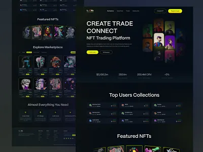 Loobr-NFT Trading Landing Page. bitcoin blockchain blockchain ethereum branding crypto crypto exchange crypto wallet crypto website cryptocurrency dark darktheme ethereum exploration graphic design landingpage logo motion graphics nft marketplace nfts shovon