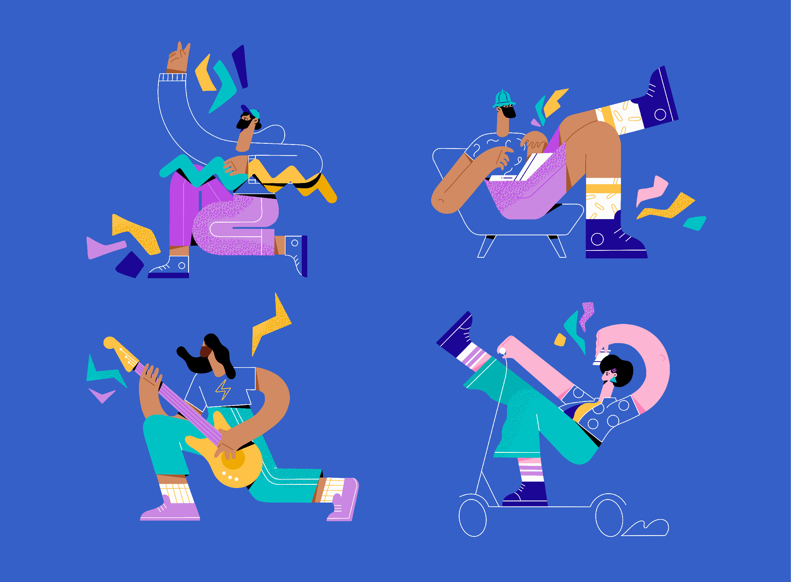 Quirky Characters for Global Talent HQ adobe illustrator adobe photoshop character character design character illustration freelance illustrator funny characters illustration it it illustrations skater vector illustration website illustrations