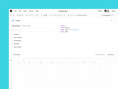 SQL Editor card code code editor dailyui data database equals product design query spreadsheet sql sql editor ui ux