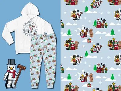 Lego - Winter Wonderland apparel christmas design graphic design holidays illustration kids apparel lego legos merch pattern pattern design shirt snowman textile design toddler wear winter wonderland