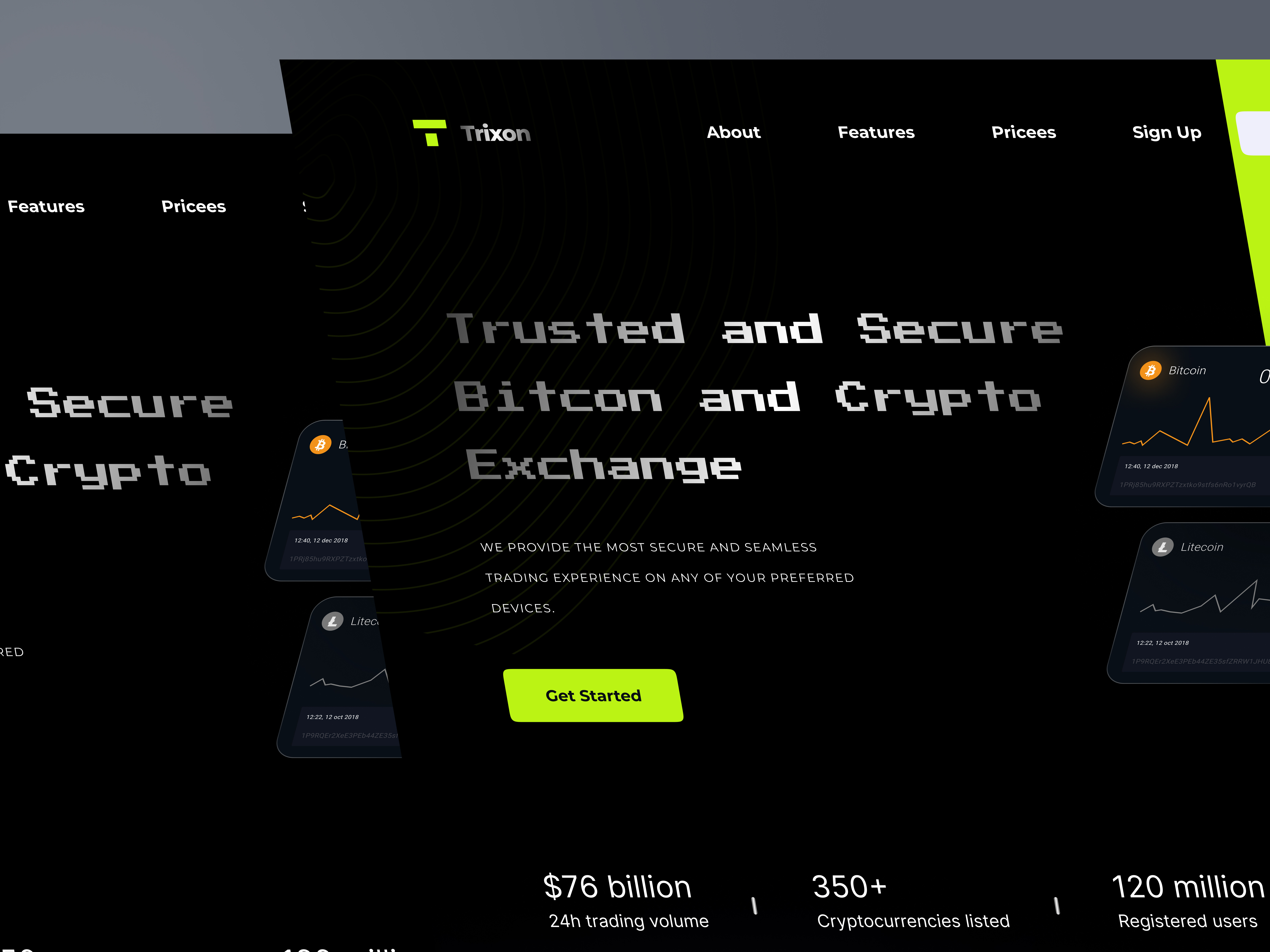 Trixon-Crypto Exchange Website bitcoin blockchain crypto crypto currency crypto exchange cryptocurrency design ethereum exchange fintech landing page meta nft marketplace token wallet web web design web3 webdesign website design
