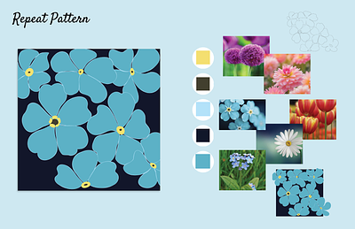 Repeat Pattern: Forget Me Nots adobe illustrator adobe indesign drawing flowers graphic design illustration ipad pro pattern repeat pattern sketch