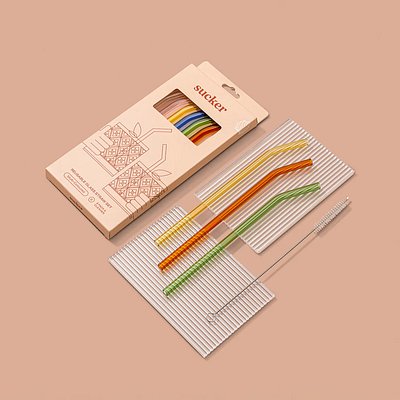 Sucker – Glass Straws Branding and Packaging design illustration packaging