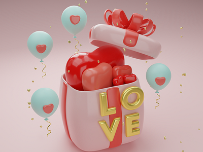 Valentine gift box 3d 3d gift box 3d heart 3d icon 3d love 3dillustration 3dilustration 3drender 3dvalentine blender giftbox heart valentine valentinesday