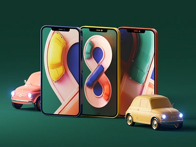 Wallpapers phone 3D car 3d auto background branding c4d cars color composition design grpahic illustration iphone loop motion multicolors set setdesign ui ux wallpaper