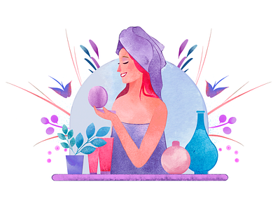 Illustration - 3 beauty salon flat design illustration morning routine people people cartoon