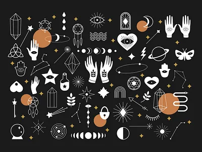 Magical Boho Shapes astrology bohemian boho cute dark eye hand head icon lock logo magic magical moon omen shapes star tarot witch y2k
