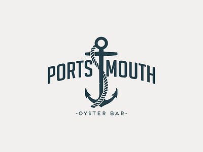 Portsmouth Oyster Bar logo anchor branding graphic design illustration logo oyster bar seafood typography