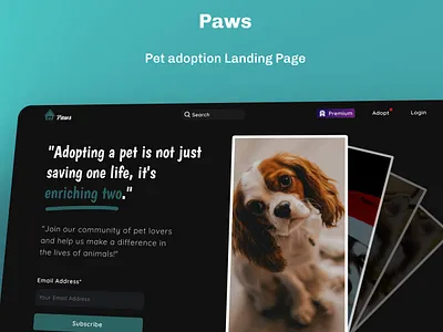 Pet Adoption Landing page animation branding logo ui