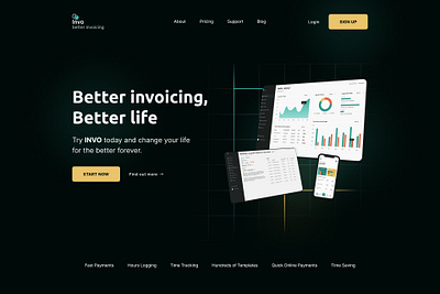Landing Page for invoicing app app design finance heroscreen invoice landing saas ui ux webdesign