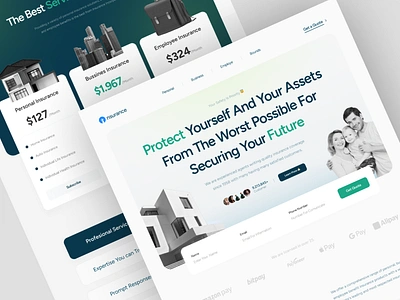 Insurance Landing Page branding bussines design finance fintech health insurance landing page minimalist money popular ui uiux website