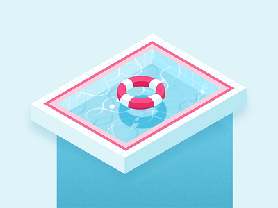 Isometric Pool Illustration art design designer graphic design illustration illustrator isometria isometric isometric art isometric design isometric illustration pastel pool relax scene swimming vector