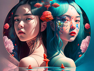 Portrait of Peonies 3d 3dart 3dillustration 3dportrait aiart aiartwork beauty character characterdesgin design fantasy fashion female girl illustration portrait surreal surrealart surrealism woman