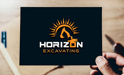 Horizon Excavating Logo Design branding business logo designer excavating logo horizon logo illustration lgo logo logo design minimalist logo modern logo track logo vector