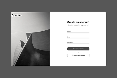 Quntum sign up page architecture dailyui figma graphic design sign up ui