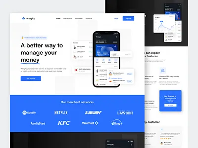 Wangku - Finance Management Landing Page b2b b2b website bank chart clean component credit card digital bank finance finance landing page fintech application landing page management money management online banking saas saas website web