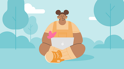 AMBS Girl & Laptop design illustration vector