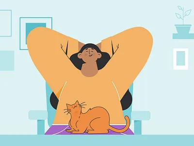 AMBS Girl & Cat design illustration vector