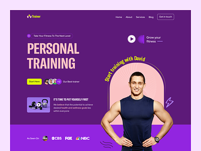 Trainer-Fitness Website Design clean design fitness fitness website gym health landing page minimal personal personal trainer sport trainer training trending2023 uiux web web design webdesign website workout