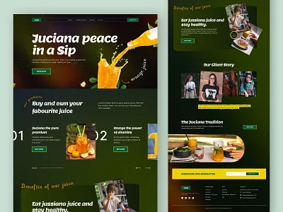 Juciana - Juice bar website design beverage drinking ecommerce food and drink foodie fresh juice fruite juice juice bar juice shop landing page marketplace minimal online store pixency restaurent ui design ux design web design website