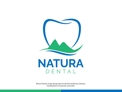 Natura Dental Logo Idea branding business clinic dental dentist dentistry design graphic design healthcare illustration logo logo design mountain nature tooth