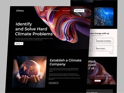Climate website landing page climate interface landing page maxfluid ui ux web 3 website