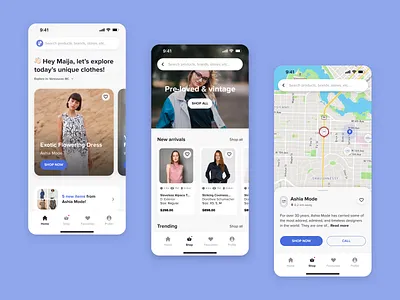 Vintage & Pre-loved Clothes Shopping App app branding design interface ios mobile ui ux