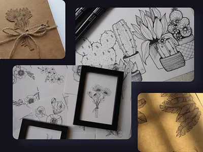 Floral Line Sketches floral drawings floral illustrrations floralsketches illustration line sketches