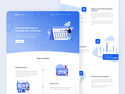 Roomly - Conference Room Website booking booking software conference conference room conference room software conference room website landing page meeting room software presentation website ui webdesign website