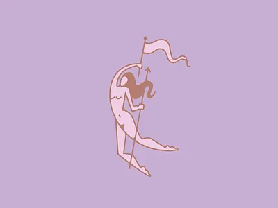 Woman Doodle artemis female feminine figure flag girl hair icon illustration jump leap logo naked nude spear tattoo warrior woman