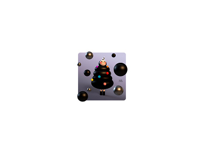 Black Christmas Tree 3d design illustration