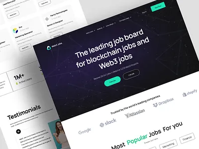 Web3 Job Portal bitcoin blockchain crypto crypto currency job board job marketplace job portal landing page nft nft marketplace ui designer web web ui web3 website