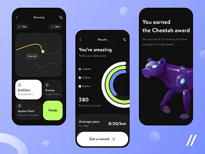Running Mobile IOS App android animation app dashboard design gps interface ios locations map mobile mobile app monitor music player run share track ui ux