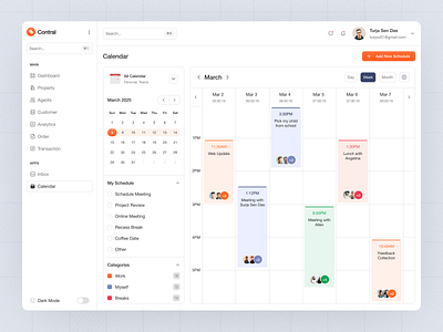 Contral Task Management activity planner analytics clean ui crm dashboard dashboard design inspiration dribbble kanban minimal product design productive dashboard project dashbaord saas schedule dashboard task list task management turjadesign ui webapp worklist