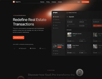 SaaS Pro – Real Estate Management Platform adobexd darkmodeui dashboarddesign designtrends figma fintech investmenttech landingpage minimaldesign propertymanagement realestateapp saas ui ux webapp