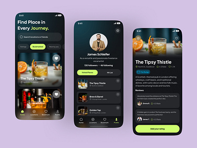 Pub & Bar Search Mobile App android app app design app interaction bar design interaction ios locations map mobile mobile app mobile ui pub search ui uiux ux