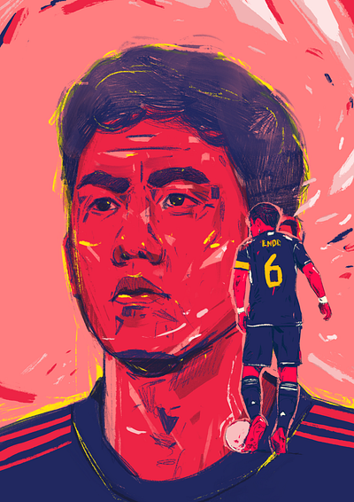 Wataru Endo character football portrait footballer footballer illustrated illustrated portrait illustration illustrator japan japan captain liverpool fc people portrait portrait illustration wataru endo