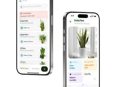 Plant Care App UI design flat design ui ui design user experience user interface user interface design ux ux design