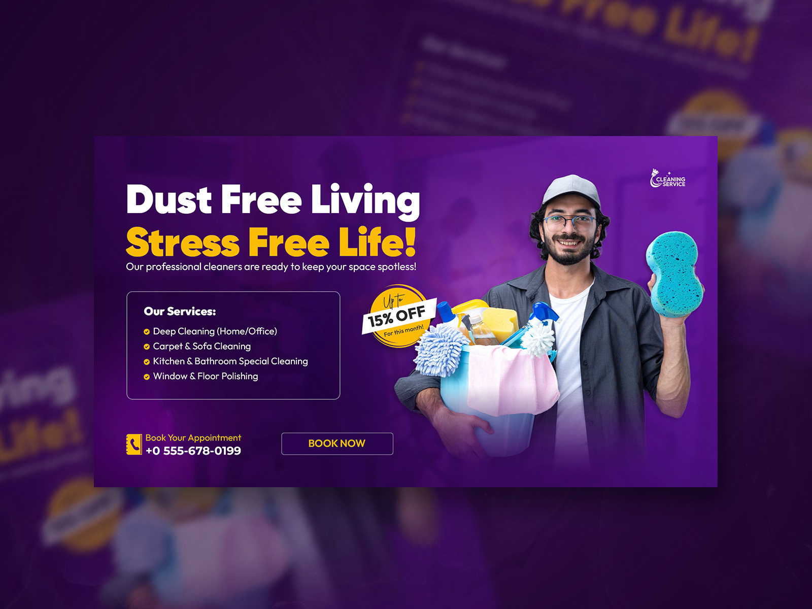 Cleaning Service Web Banner Design Template ads design banner banner design branding cleaning banner design etsy banner graphic design header instagram instagram banner instagram post landscape service banner shopify banner slide banner slider social media web banner web slider