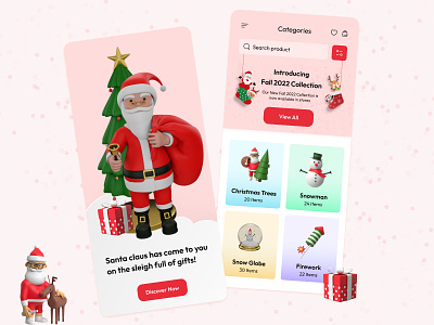 Christmas Online Store App app concept card christmas clean ecommerce app gifts holidays ios merry christmas mobile app mobile ui new year online shop secret santa shopping shopping app ui xmas