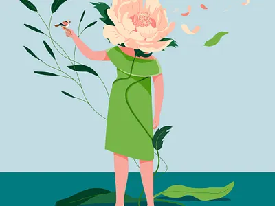 Women's day character design flower graphic green illustration leaf pastel people plant vector woman