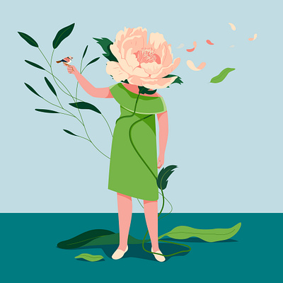 Women's day character design flower graphic green illustration leaf pastel people plant vector woman