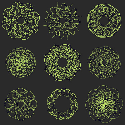 Freestyle Spirograph, 9 circles abstract art digital art elegant procreate reflect repeat rotate sketch swirls