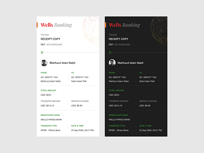 Finance Bank Transfer Receipt Design banking banking app bill dark design dashboard fintech flash messsage invoice design minimal mobile app mobile app design mobile banking modern payment app product design receipt receipt page transaction history transfer receipt uiux