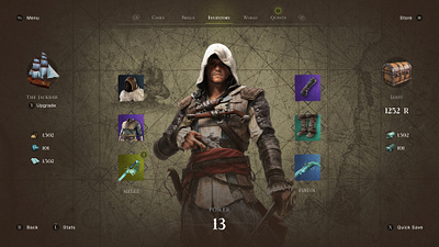 Assassin's Creed Black Flag Remaster: UI/UX Concept ac assassins creed game ui graphic design landing screen menu design menu screen title screen ui ui design uiux