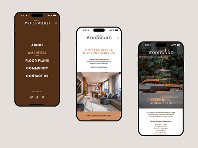 Centre Woodward Luxury Condominium Mobile Website aec apartment architecture branding city condo development lifestyle luxury mobile modern property real estate real estate development rendering residential responsive ui web design website