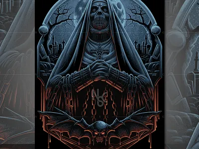 PRAYING IN BONDAGE apparel bondage character clothing dark dark art demon halloween horror metal band monster nft nft artist pray prayer satan scary skeleton skull spooky